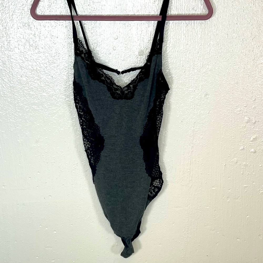 Gray and Black Adore Me Bodysuit
